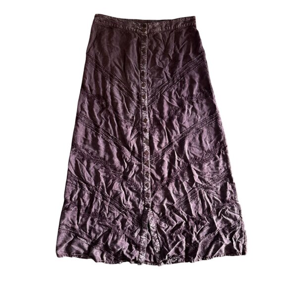 Soft Surroundings Button Front‎ Skirt Womens TM Embroidered Purple Boho A Line - Picture 1 of 7